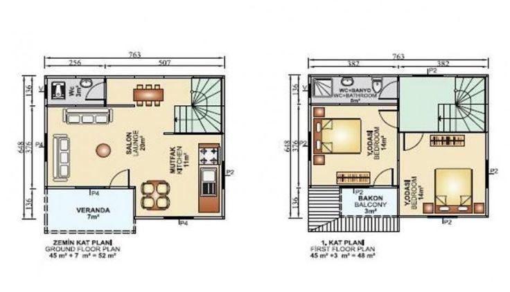 101 m² 2+1 Tek Kat Prefabrik Ev son görsel
